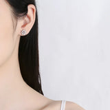 925 Silver Anchor Crystal Stud Earrings for Women Kids Party Jewelry Gift