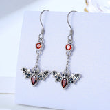 Sterling Silver Bat Dangle Earrings Halloween Jewelry