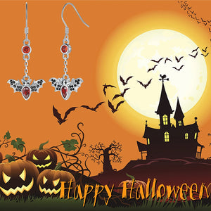 Sterling Silver Bat Dangle Earrings Halloween Jewelry