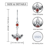 Sterling Silver Bat Dangle Earrings Halloween Jewelry