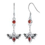 Sterling Silver Bat Dangle Earrings Halloween Jewelry