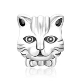 925 Silver Cat Charm Bead European Bracelet Necklace Jewelry