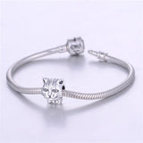925 Silver Cat Charm Bead European Bracelet Necklace Jewelry