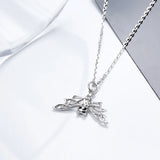 925-Silver Hanging Bat Necklace Pendant with Cubic Zirconia