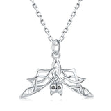 925-Silver Hanging Bat Necklace Pendant with Cubic Zirconia