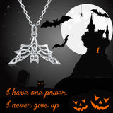 925-Silver Hanging Bat Necklace Pendant with Cubic Zirconia