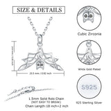 925-Silver Hanging Bat Necklace Pendant with Cubic Zirconia