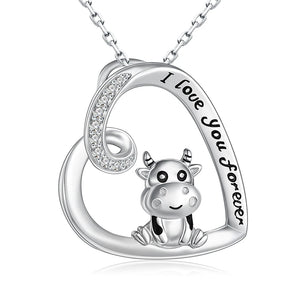 Cow Heart Necklace 925-Sterling-Silver Birthday Jewelry for Women