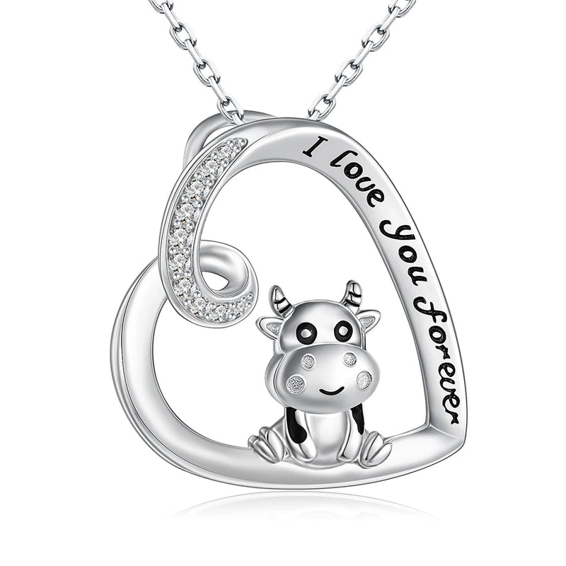 Cow Heart Necklace 925-Sterling-Silver Birthday Jewelry for Women
