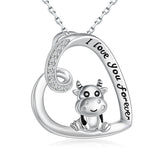Cow Heart Necklace 925-Sterling-Silver Birthday Jewelry for Women