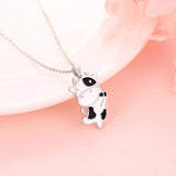 925 Silver Cow Enamel Pendant Necklace Women's Brithday Jewelry