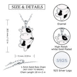925 Silver Cow Enamel Pendant Necklace Women's Brithday Jewelry
