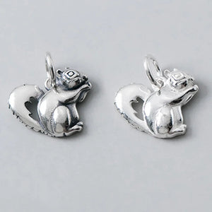 925 Silver Animal Charms Baby Squirrel Pendant Necklace DIY Jewelry