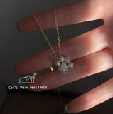 925 Silver Animal Footprints Dog Cat Paw Necklaces Pendants Women