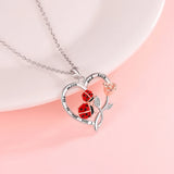 925 Silver Ladybug Mom & Baby Pendant Necklace Mother's Jewelry