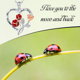 925 Silver Ladybug Mom & Baby Pendant Necklace Mother's Jewelry