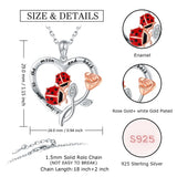925 Silver Ladybug Mom & Baby Pendant Necklace Mother's Jewelry
