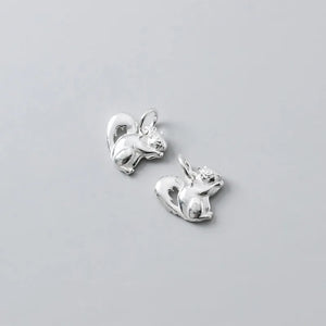 925 Silver Squirrel Circle Charms Handwork Fancy Bracelet Necklace Pendant
