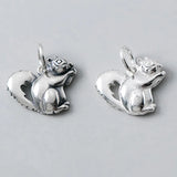 925 Silver Squirrel Circle Charms Handwork Fancy Bracelet Necklace Pendant