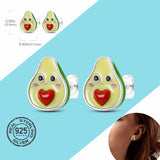925 Silver Avocado & Heart Dangle Earrings