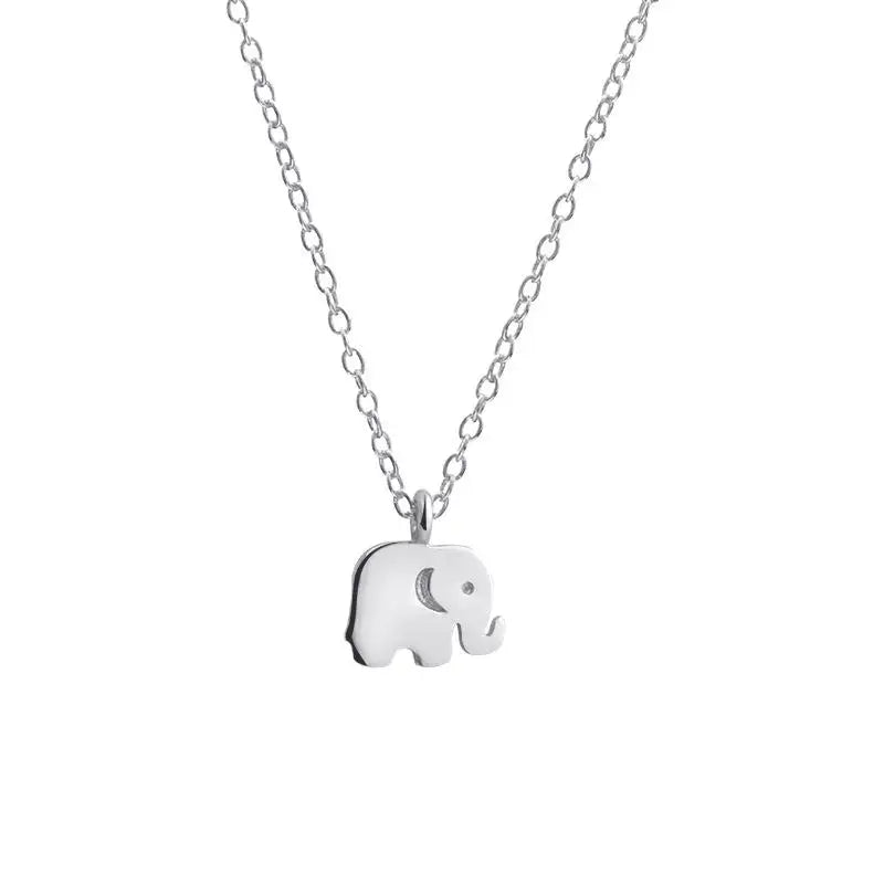 925 Silver Baby Elephant Pendant Necklace Platinum Jewelry