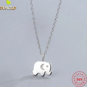 925 Silver Baby Elephant Pendant Necklace Platinum Jewelry