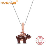 925 Silver Bear Carrying Child Pendant Necklace Mum Wife Gift