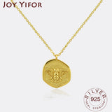 925 Silver Bee Shape Necklace Round Pendant Gift For Girl