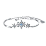 925 Silver CZ Snowflake Bracelet Adjust Chain Christmas Charm Hand Jewelry
