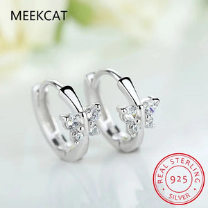 925 Silver Butterfly CZ Small Hoop Earring For Girls