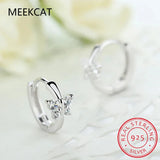 925 Silver Butterfly CZ Small Hoop Earring For Girls
