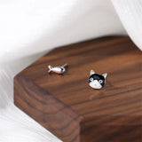 Sterling Silver Cat Fish Stud Earrings for Women Girls