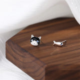 Sterling Silver Cat Fish Stud Earrings for Women Girls