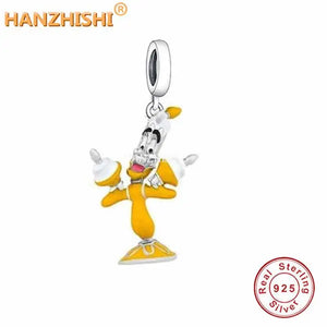 Sterling Silver Cartoon Character Dangle Charms Beads Bracelet Necklace Jewelry