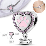 925 Silver Cat Collection Charms Beads Paw Print Pendant for DIY Bracelet