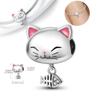 925 Sterling Silver Cat Charms Paw Print Pendant