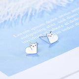 925 Silver Cat Enamel Kitty Ear Studs