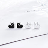 925 Silver Cat Enamel Kitty Ear Studs