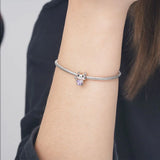 925 Silver Cat Embraces Gemstone Heart Charm Bead for Bracelets