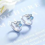 925 Silver Cat Paw CZ Huggie Hoop Earring for Women