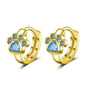 925 Silver Cat Paw CZ Huggie Hoop Earring for Women