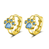 925 Silver Cat Paw CZ Huggie Hoop Earring for Women