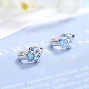 925 Silver Cat Paw CZ Huggie Hoop Earring for Women