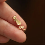 Sterling Silver Cat Pendant Necklace Clear CZ Bowknot 14K Plated Jewelry