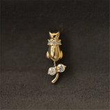 Sterling Silver Cat Pendant Necklace Clear CZ Bowknot 14K Plated Jewelry