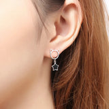 925 Silver Cat Tassel Star Stud Earrings Prevent Allergy