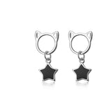 925 Silver Cat Tassel Star Stud Earrings Prevent Allergy