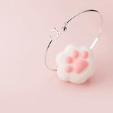 925 Silver Cat Tiny Ball Bracelet Women Slim Animal Jewelry