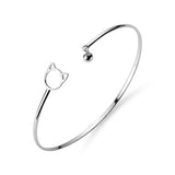 925 Silver Cat Tiny Ball Bracelet Women Slim Animal Jewelry