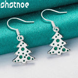 925 Silver Christmas Tree Drop Earrings Women Party Gift Charm Jewelry